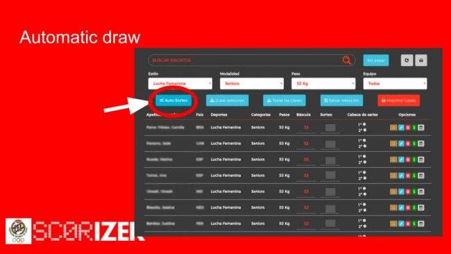 sorteo automático scorizer (c) software